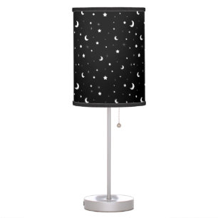 Cute Black and White Moons and Stars Table Lamp