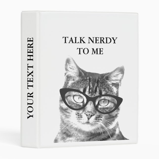 Cute black and white NERDY CAT photo mini binder (Front/Spine)
