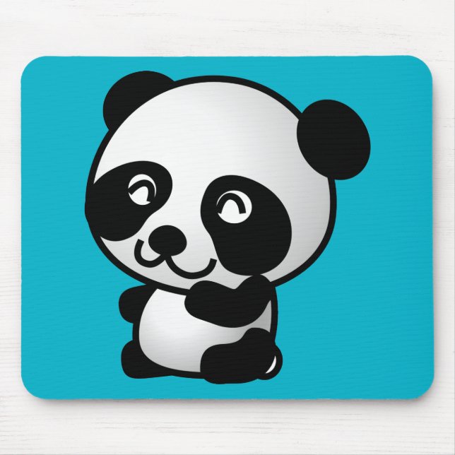 Cute black and white panda bear cartoon graphic mouse pad (Front)