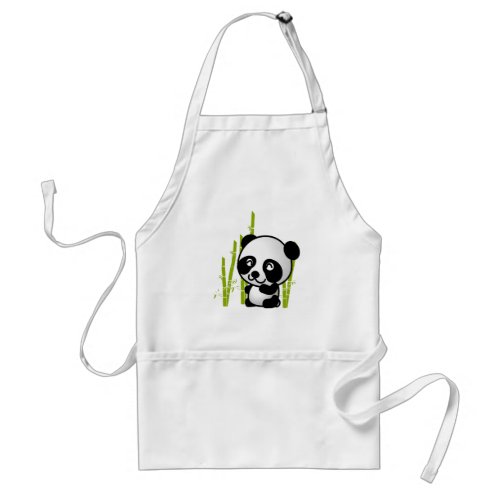 Cute black and white panda bear in a bamboo grove adult apron