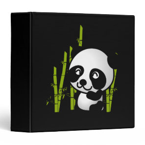 Cute black and white panda bear in a bamboo grove. binder