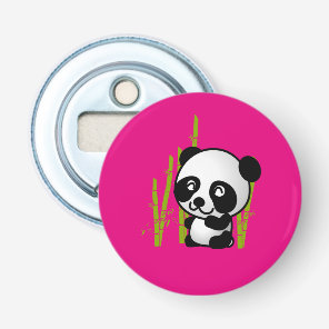 Cute black and white panda bear in a bamboo grove. bottle opener