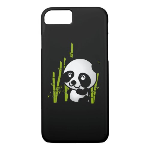 Cute black and white panda bear in a bamboo grove iPhone 87 case