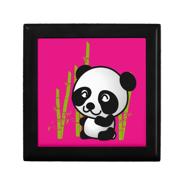 Cute black and white panda bear in a bamboo grove gift box (Front)