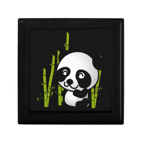 Cute black and white panda bear in a bamboo grove keepsake box