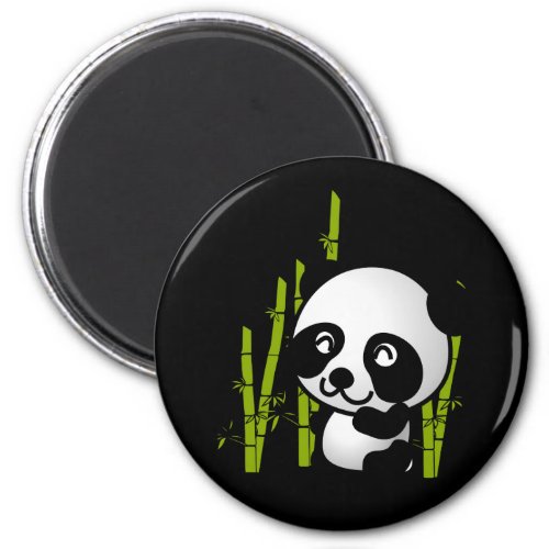 Cute black and white panda bear in a bamboo grove magnet