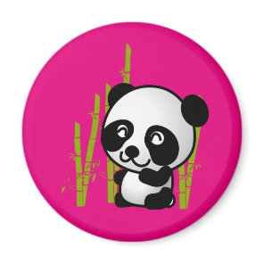 Cute black and white panda bear in a bamboo grove. magnet