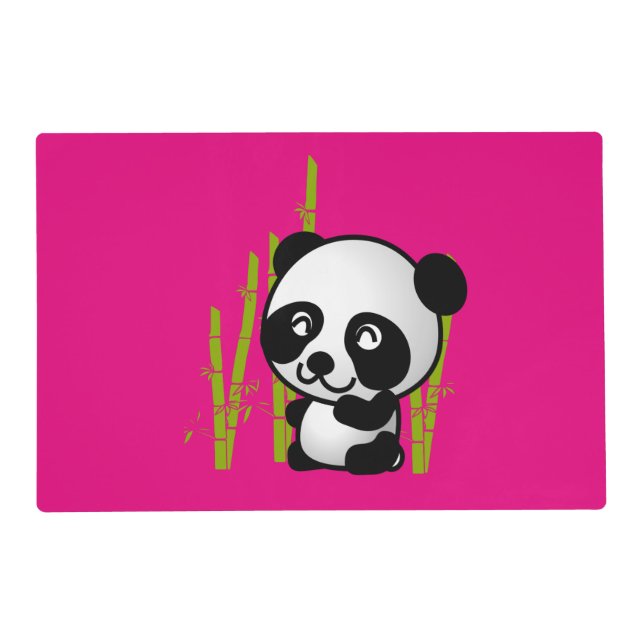 Cute black and white panda bear in a bamboo grove placemat (Front)