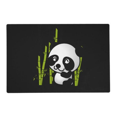 Cute black and white panda bear in a bamboo grove placemat