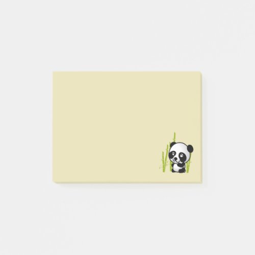 Cute black and white panda bear in a bamboo grove post_it notes