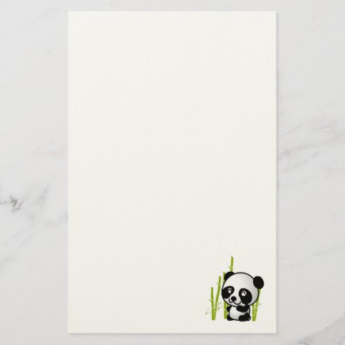 Cute black and white panda bear in a bamboo grove stationery