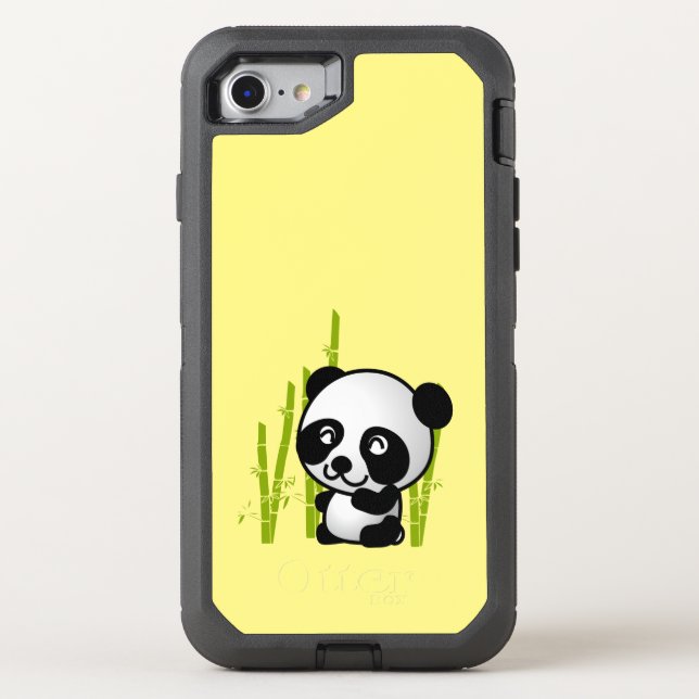 Cute Black and White Panda Bear in Bamboo Otterbox iPhone Case (Back)