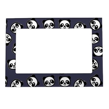 Cute Black And White Panda Cartoon Pattern Magnetic Photo Frame by Tissling at Zazzle