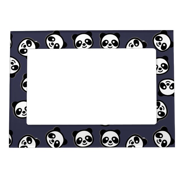 Cute Black and White Panda Cartoon Pattern Magnetic Photo Frame (Front)