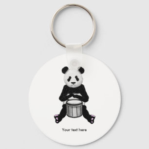 Cute BLack and White Panda Drummer Keychain