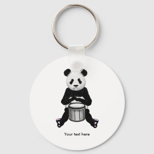 Cute BLack and White Panda Drummer Keychain