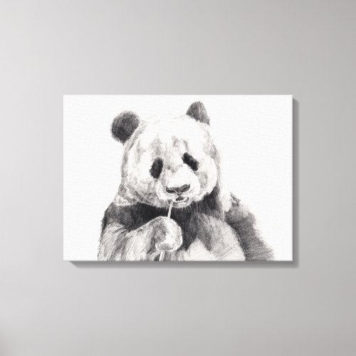 Cute Black and White Panda Illustration Canvas Print