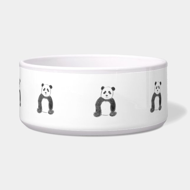 Cute black and white panda sketch bowl (Front)