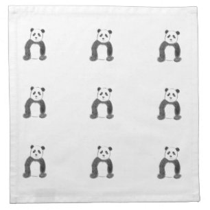 Cute black and white panda sketch cloth napkin