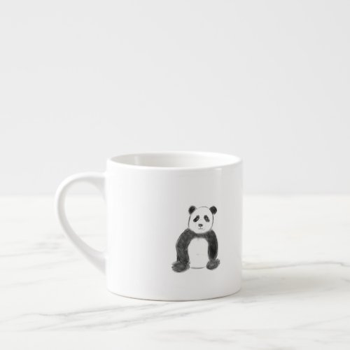 Cute black and white panda sketch espresso cup