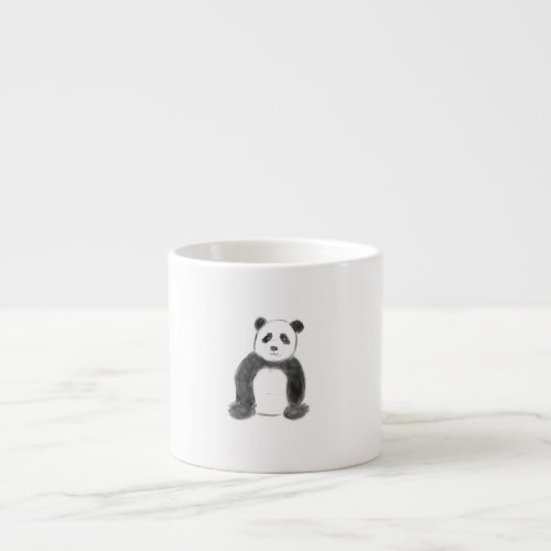 Cute black and white panda sketch espresso cup