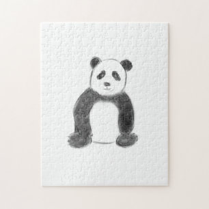 Cute black and white panda sketch jigsaw puzzle