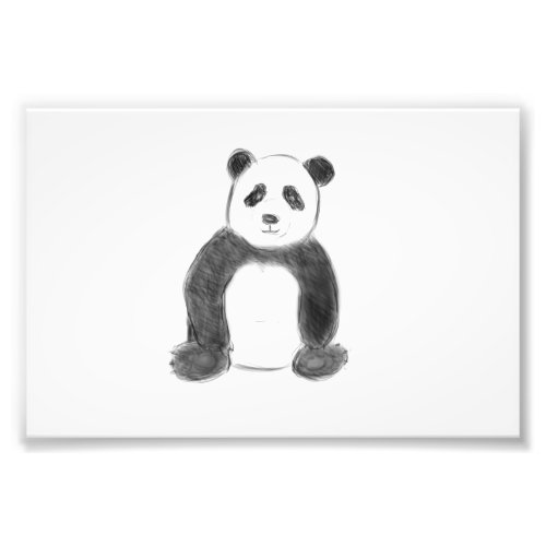Cute black and white panda sketch photo print