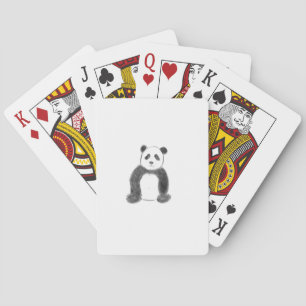 Cute black and white panda sketch poker cards