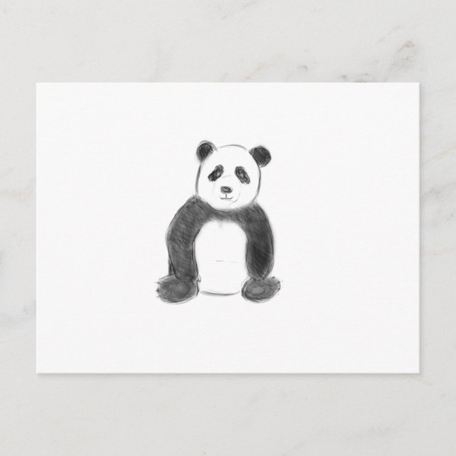 Cute black and white panda sketch postcard (Front)