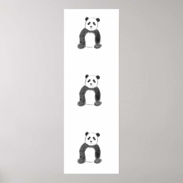 Cute black and white panda sketch poster (Front)