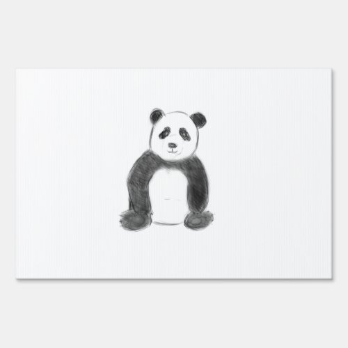 Cute black and white panda sketch sign