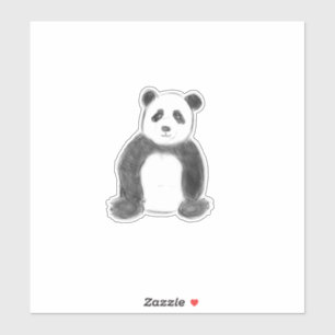Cute black and white panda sketch sticker