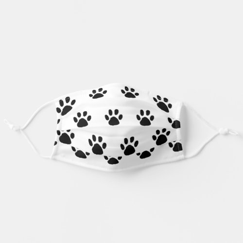 Cute Black and White Paw Print Pattern Adult Cloth Face Mask