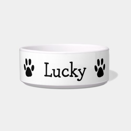 Cute Black and White Paw Print Pet Cat Dog Bowl