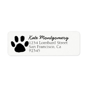 30 Custom Black Paw Print Personalized Address Labels