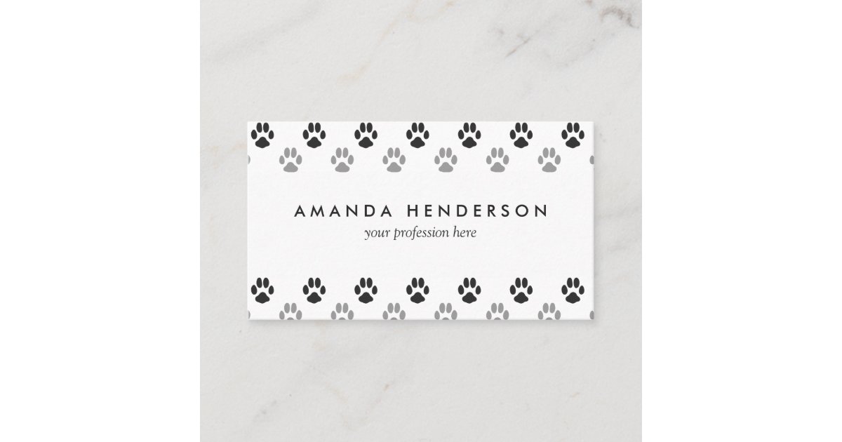 Cute Black And White Paw Prints Pattern Business Card | Zazzle