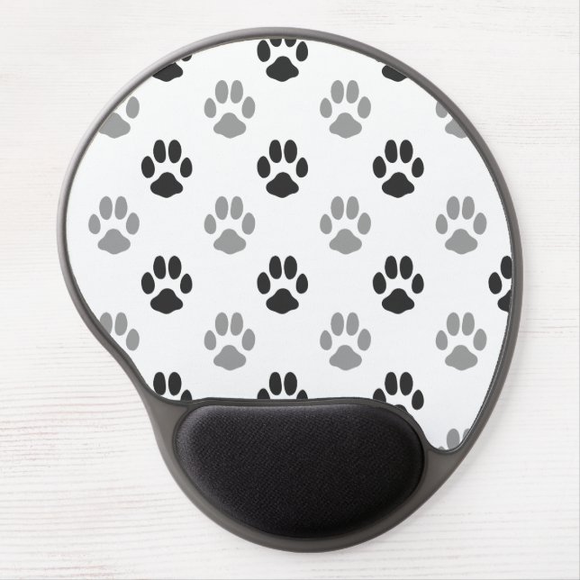 Cute Black And White Paw Prints Pattern Gel Mouse Pad (Front)