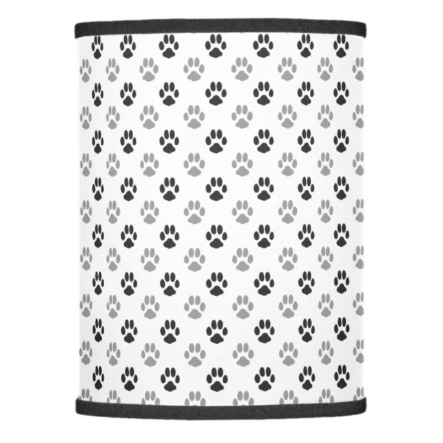 Cute Black And White Paw Prints Pattern Lamp Shade (Front)