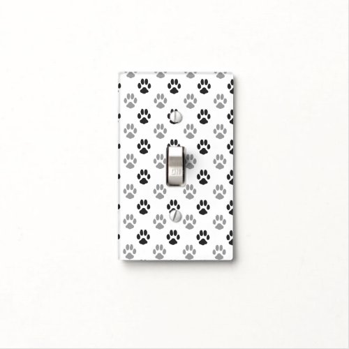Cute Black And White Paw Prints Pattern Light Switch Cover