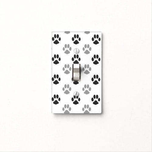 Cute Black And White Paw Prints Pattern Light Switch Cover