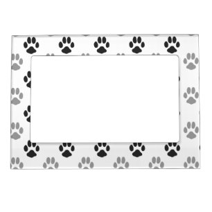Cute Black And White Paw Prints Pattern Magnetic Photo Frame