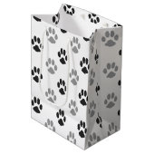 Cute Black And White Paw Prints Pattern Medium Gift Bag | Zazzle