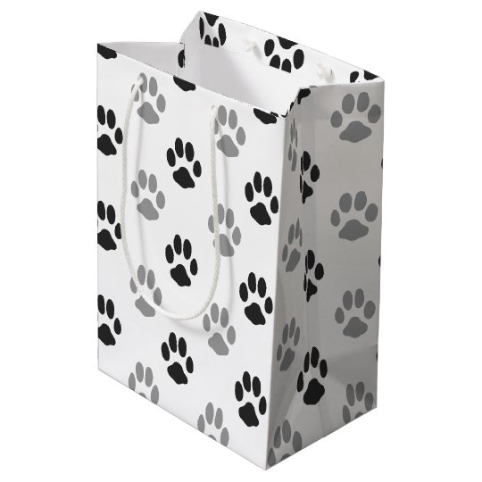 Cute Black And White Paw Prints Pattern Medium Gift Bag | Zazzle.com