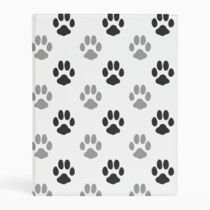 Cute Black And White Paw Prints Pattern Mini Binder