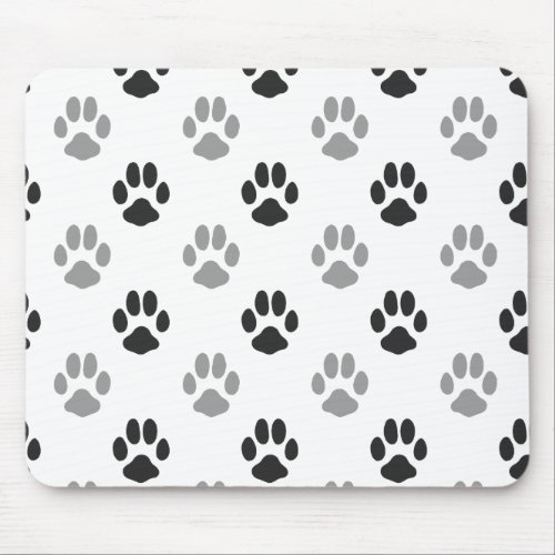 Cute Black And White Paw Prints Pattern Mouse Pad