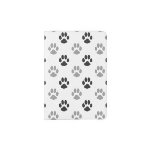 Cute Black And White Paw Prints Pattern Passport Holder