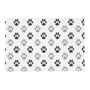 Cute Black And White Paw Prints Pattern Placemat
