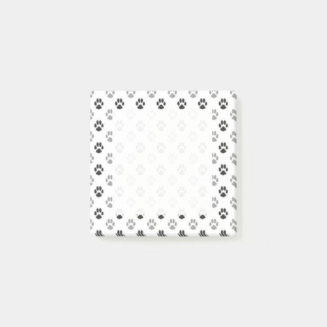 Cute Black And White Paw Prints Pattern Post-it Notes (Front)