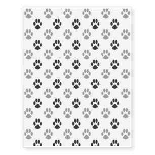 Cute Black And White Paw Prints Pattern Temporary Tattoos