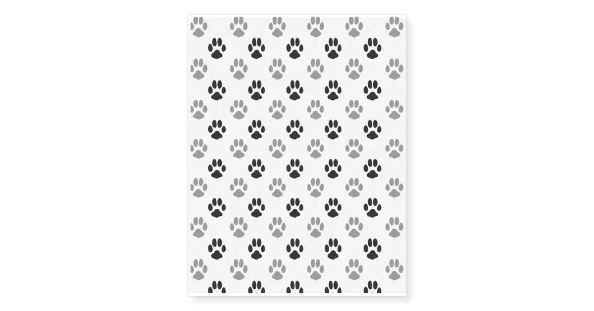Cute Black And White Paw Prints Pattern Temporary Tattoos | Zazzle